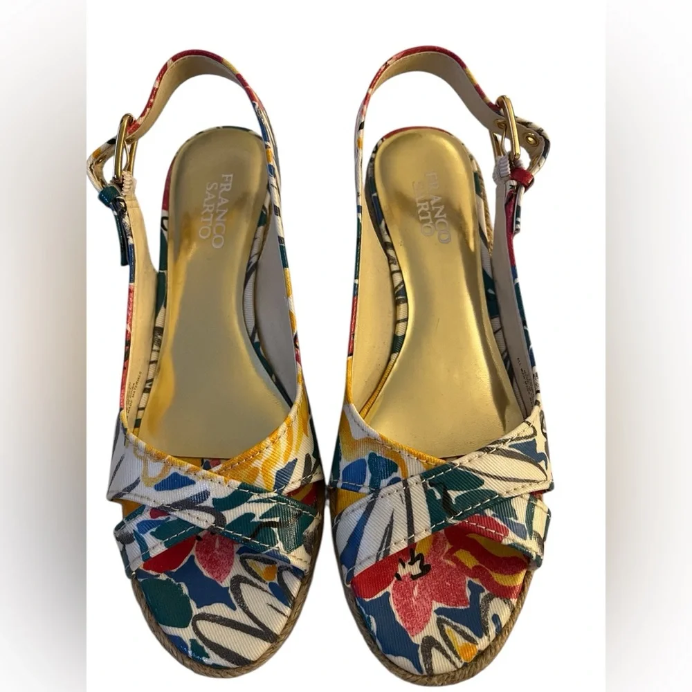 Franco Sarto Women's Colorful Floral Espadrille Sandals Shoes Size 8